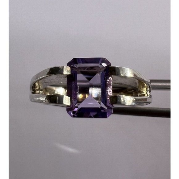 925 STERLING SILVER AMETHYST CNA RING SIZE 7 - Picture 1 of 8